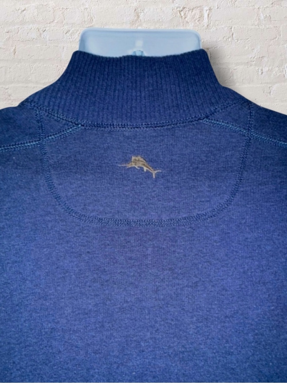 Tommy Bahama Quarter Zip Pullover Sweater Men’s XL (Est.)Navy Blue Cotton Blend